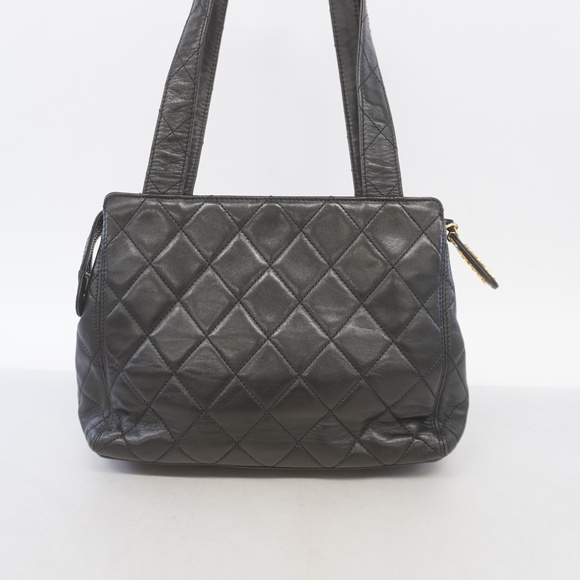 Auth Chanel shoulder bag matelasse lambskin black gold metal - Picture 10 of 10